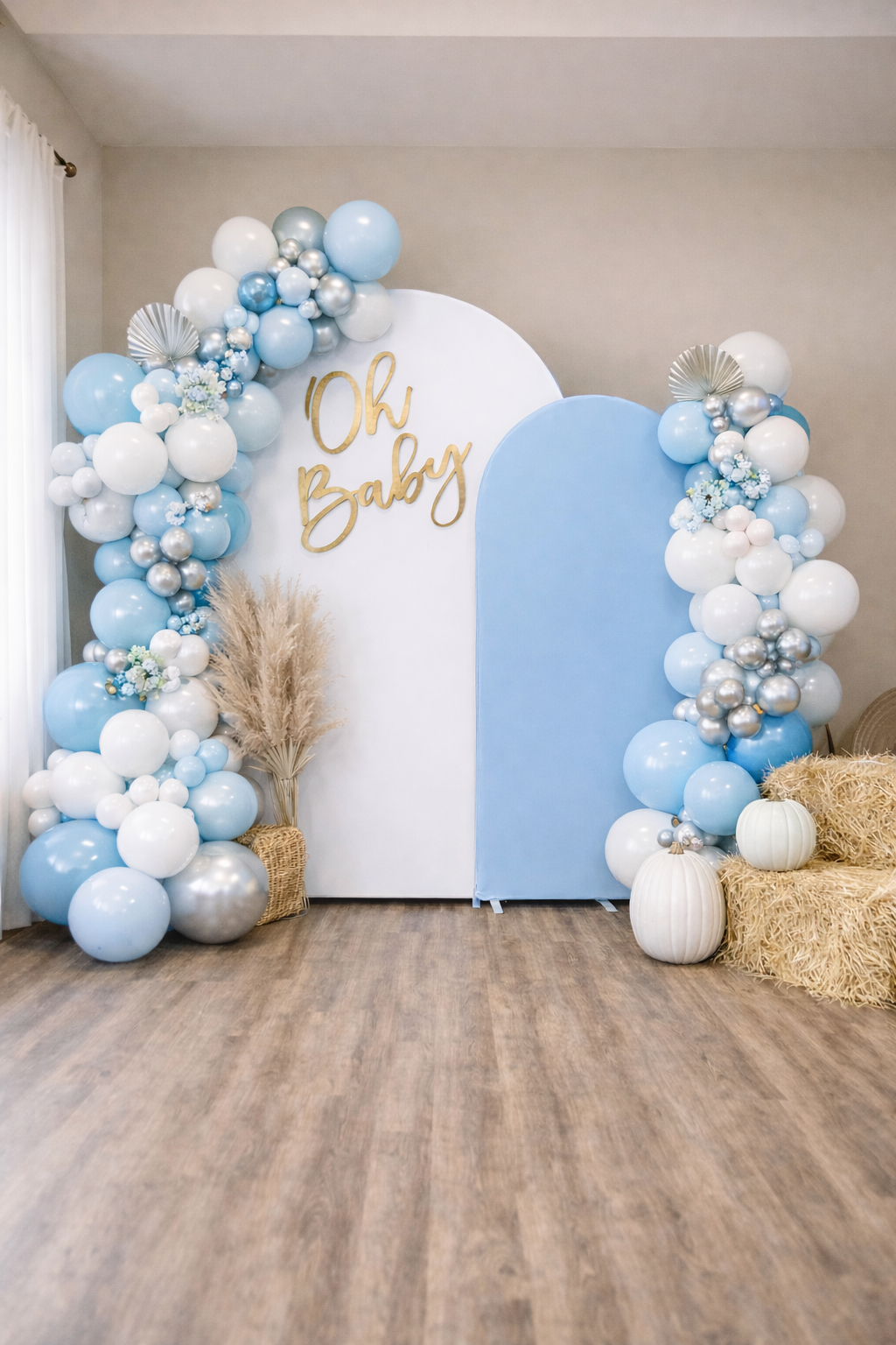 Luxury Balloon Garland + Double Arch Backdrop (Vinyl Message Included)